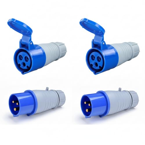 Image of Industrial Plug Socket Connector, 3 Pin16A 220V-250V 50 /60Hz 3P 6h 2P+E IP44 CE /IEC Waterproof Aviation Male Industrial Plug IEC60309 Standard 2 Set