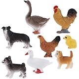 Pcivzxam 8 Piezas Juguetes de MuñEcas de Animales de Granja, Juguetes Educativos de Aprendizaje, Modelo de de Corral, Mesa de ColeccióN, Mini Accesorios de Paisaje