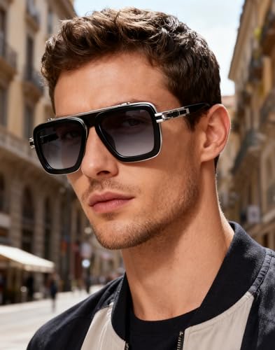Image of Fashion Men Sunglasses Square Frame Shades for Men UV400 Protection Sunnies(98082)