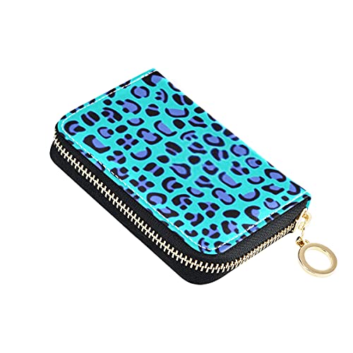 Cartera de la Tarjeta, patrón de Leopardo Ilustración Vectorial Impresión de Papel Tapiz Cremallera de Cuero pequeña Estuche para Tarjetas de crédito Soporte para Pasaporte de Viaje para Hombres y mu