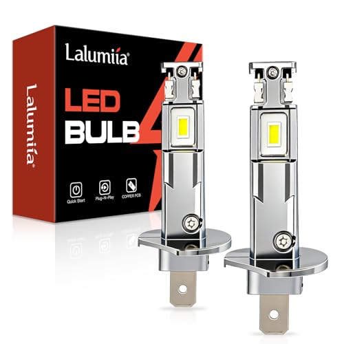 H1 LED 16,000LM Bombillas Faros Delanteros para Coche y Moto, 6500K Blanco Frío, 60W Super Brillante, Reemplazo de Halógena, Diseño Mini 1:1 Plug and Play, Kit de Conversión IP68, Pack de 2