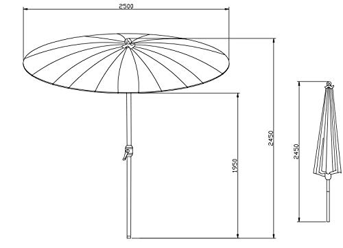 SORARA® Shanghai Parasole da Giardino, Blu, ø 260