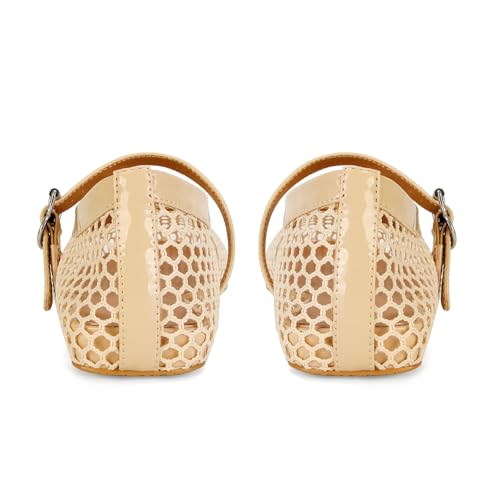 Image of DOEYG Mesh Ballet Flats for Women Buckle Strap Comfy Casual Office Fishnet Ballerina Flat Shoes