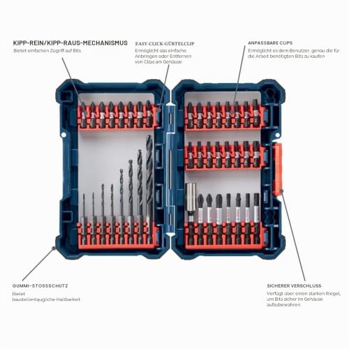 BOSCH DDMS40 40-teiliges sortiertes schlagfestes Bohrantriebs-Koffer-System-Set für Bohr- und Fahranwendungen – Ansicht 3
