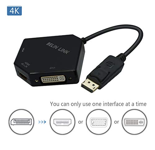 Belin Link 7545809844 Dp To Hdmi Vga Dvi Adapter Displayport To Hdmi 4K Adapter 3 In 1 Display Port To Hdmi Vga Dvi Converter Male To Female Gold-Plated thumb #2