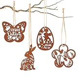 Ostern Geschenkanhänger: Der Osterschmuck zum Aufhängen eignet sich hervorragend als Oster- und Frühlingsdekoration oder als Geburtstagsgeschenk für Freunde, Familie, Nachbarn und Kollegen; Außerdem ist die hängende Osterhase Deko für Geschenkanhänger, Geburtstag oder andere Feiertage geeignet