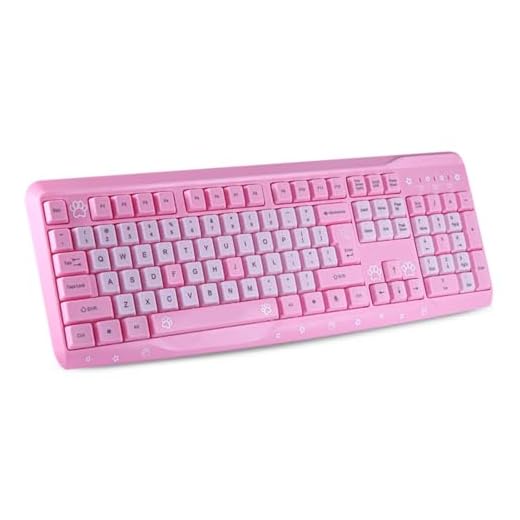Plyisty Teclado Rosa, Teclado USB Ergonómico Ultradelgado con Cable, Lindo Teclado para Juegos de Dibujos Animados, Compatible con Computadora Portátil de Escritorio, para Juegos y Escritorio (Rosa)