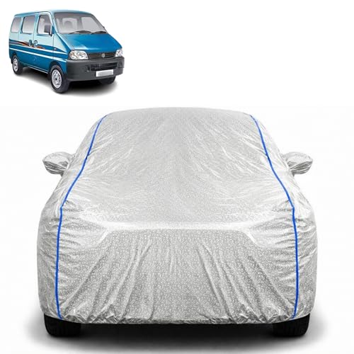 Image of Waterproof Car Cover for Maruti Suzuki Eeco | All Weather Protection | UV Resistant & Dustproof | Soft Cotton Lining to Prevent Scratches | Triple Stitched with Mirror Pockets & Elastic Hem