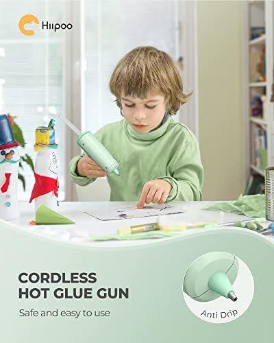 Hiipoo Cordless Hot Glue Gun Kit, Fast Preheating Glue Gun with 30 Pcs Glue Sticks , Smart Power-Off Hot Melt Glue Gun for DIY, Arts & Craft, Home Repairs and Decorations (Green) - Thumbnail 6
