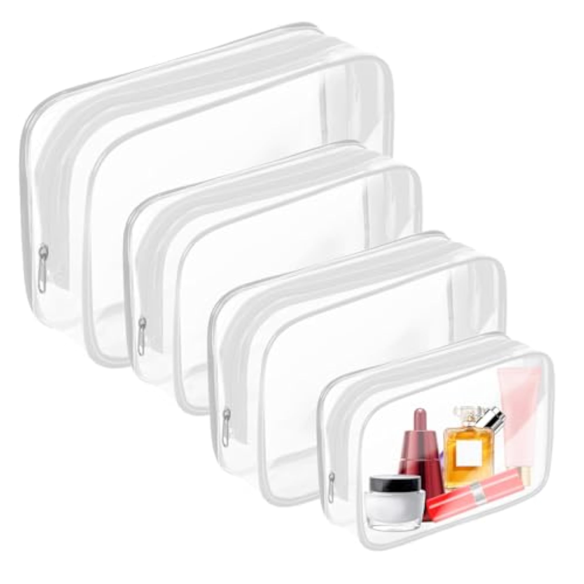4 Pack Clear Toiletry Bag, Fashionable Organiser