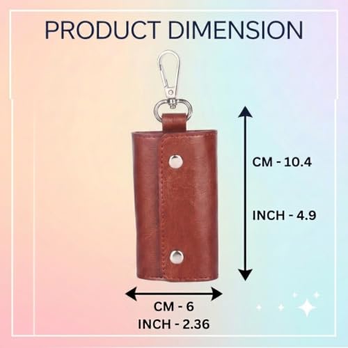 Image of Leather Key Pouch Keychain for Men & Women - Key Holder Wallet with Key Ring | Compact Key Organizer Case for Car Keys, House Keys & Coins | Small Leather Key Wallet Pouch