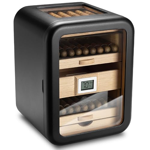 Zigarren Humidors Elektronischer Humidor Schrank mit Luftbefeuchter und Thermometer - 1° Präzise Temperaturregelung, Hält 110 Zigarren, 360° Luftzirkulation für Zuhause und Bar