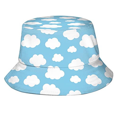 Preisvergleich Produktbild Fxuyyok Fischerhut mit süßem Wolkenaufdruck, Sommer, Reisen, Fischer, Sonnenhut, Kappe für Damen, Herren, Teenager, Cloud-5, One size