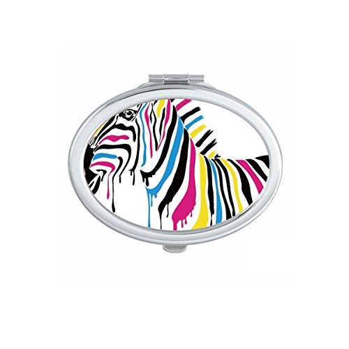 Miroir ovale de poche motif zèbre mignon petit miroir main portable