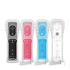 Gamrombo 4 Pack Motion Plus Wii Controller, Compatible with Wii/Wii U with Silicone Case and Wrist Strap (White, Black, Pink, Blue)