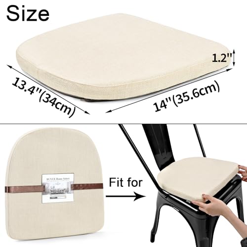 Image of BUYUE Friendly Woven Fabric 14x14 Magnetic Cushion for Metal Chair 1 Piece, Enhanced Anti-Slip Seat Pad for Dining Kitchen Cafe Stackable Chair (U-Shape, Beige, 1 Count)
