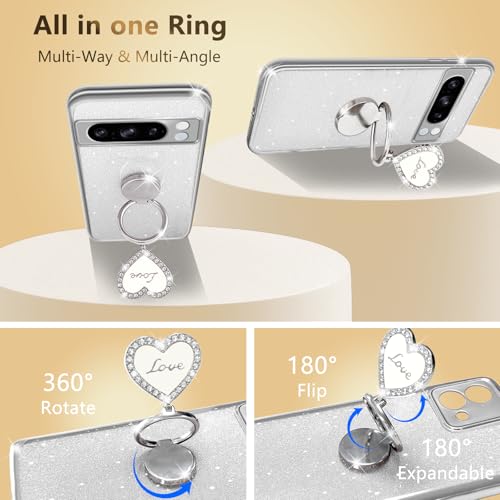 Coque anti-chute Google Pixel 8 Pro robuste transparente paillettes anneau - 7
