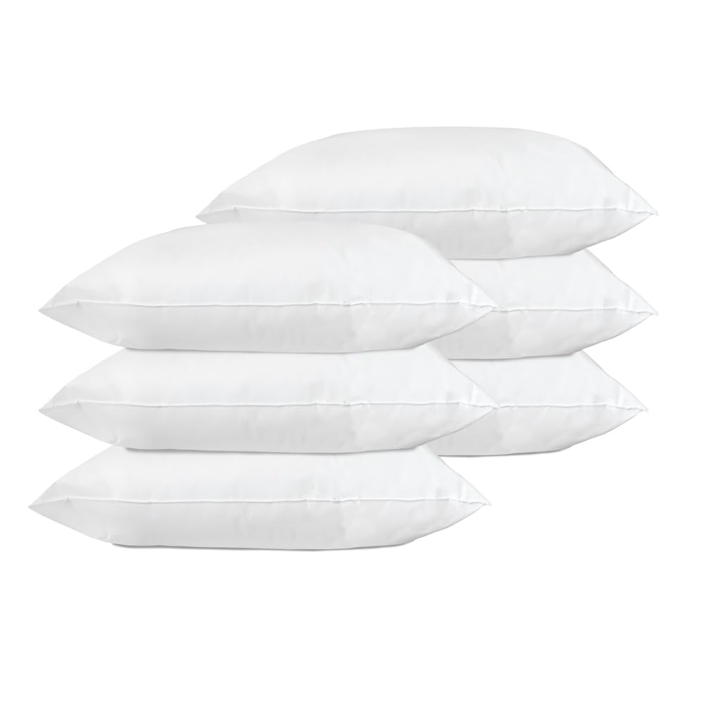 Lancashire Textiles White Hospital Pillow Medical Grade Wipe Down Easy Clean Pillow – Hollowfibre Filled Pillows For Nursing Homes, Hospitals And Children’s Bed - 20" X 30" (6 Pack, 74Cm X 48Cm)