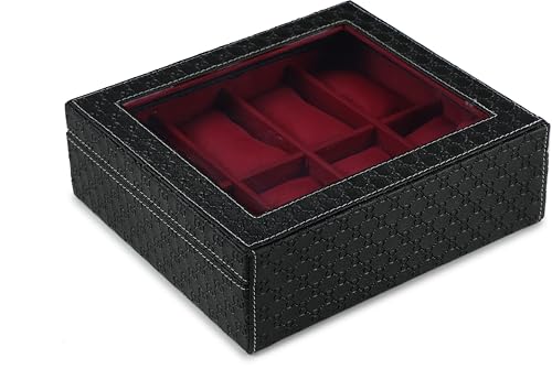 Image of STORESHINE Unisex 8 Slots Watch Organiser Box Black and Maroon