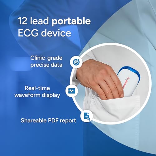 Image of Sunfox Spandan Pro ECG with 45 Days Clinical Plan & Premium Case | Portable Medical-Grade 12-Lead ECG Monitor | Pocket ECG Device for Doctors, Clinics & Hospitals