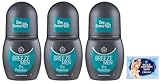 3x breeze men dry protection deodorante roll on 50ml + 1 confezione di talco felce azzurra in omaggio, busta da 100g