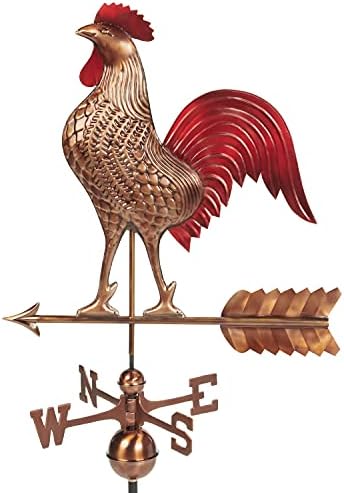 Good Directions 515RED Large Red Rooster Weathervane, 27” Long, Pure Copper Hand Finished Multi-Color Patina