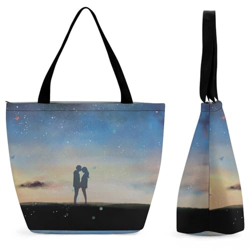 Sac à bandoulière ciel étoilé pour femme grand sac cabas