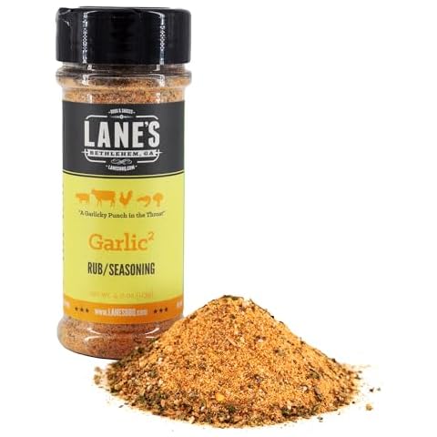 Lane's Garlic² Seasoning, All-Natural Garlic Powder Seasoning Rub, for Beef, Pork, Seafood, and Garlic Bread, No MSG, Made in USA, 4 Oz Cover