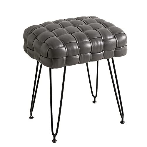 Banqueta de couro para penteadeira, banco de maquiagem estofado, banqueta retangular para os pés, ba