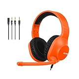 SADES kabelgebundenes Gaming-Headset Spirits, Over-Ear-Stereo-Headset mit Mikrofon und Lautstärkeregelung, Y-Adapter, für PC, Laptop, Mac, PS4, Switch (Orange)