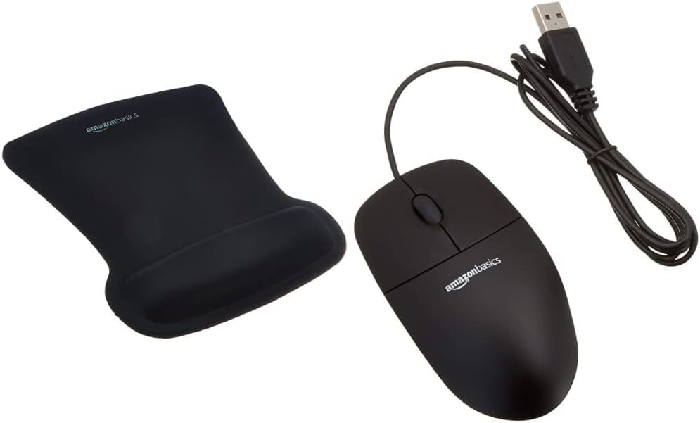Amazon Basics Gel Computer Mouse Pad with Wrist Support Rest Black