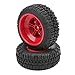 Gumowe opony RC, 2 szt. Obręcz koła RC i zestaw opon Odporna na zużycie czerwona mocna poduszka z obręczą koła do ciężarówki o krótkim kursie 1/10