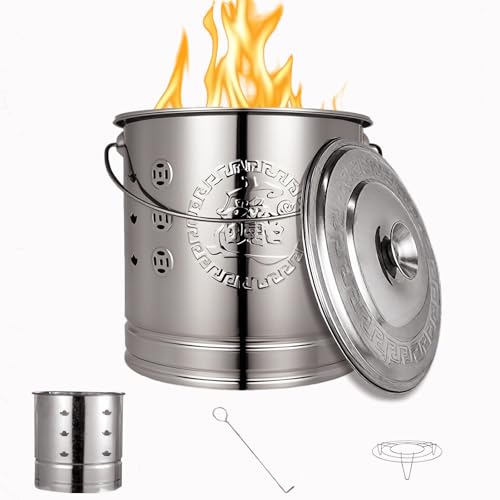 Garden IncineratorStainless Steel Heat-Resistant Incinerator;Burn Barrel;Burn cage;incinerator; Garden Bins Air Vent Burning Bin with Handle