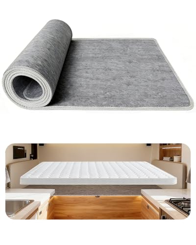Chimelva RV Mattress Underlay Mattress Pad Ventilated with Breathable Felt 74x60 Inch for Campers Motorhomes and RV Accessories Keeps Mattress Dry