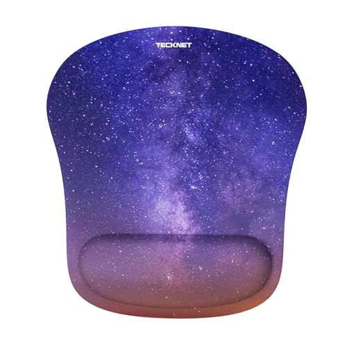 TECKNET Tappetino Mouse con Poggiapolsi, Gaming Mouse Pad Ergonomico con Memory Foam, Tocco Morbido e Impermeabile, Tappetini Mouse Supporto per Computer, Ufficio, Base di Gomma Antiscivolo