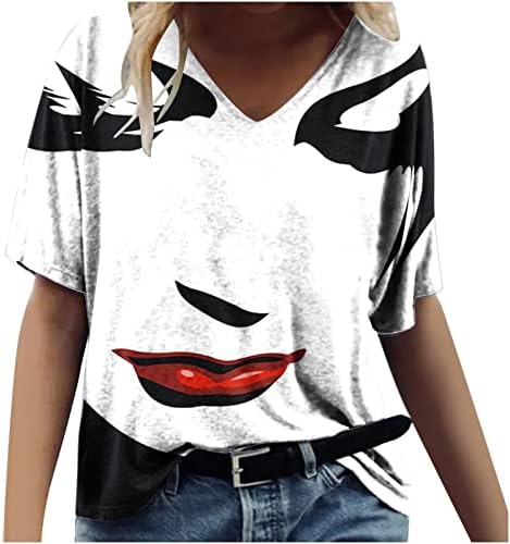 Summer Shirts for Women 2023 Dressy Casual Short Sleeve Tops Dressy Cute Printing T-Shirt Business Tops for Work Pullover Sweatshirt Womens Blouses and Tops Dressy 01 White Small