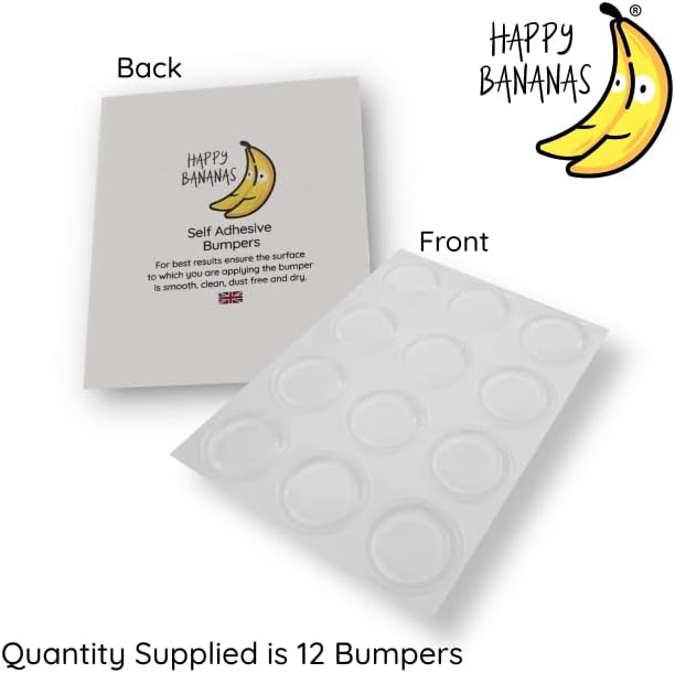 Happy Bananas Clear Self Adhesive Flat Bumper Pads, Rubber Feet for Glass Cutting Boards, Table Tops, Crafts - 19mm x 1.9mm (12)