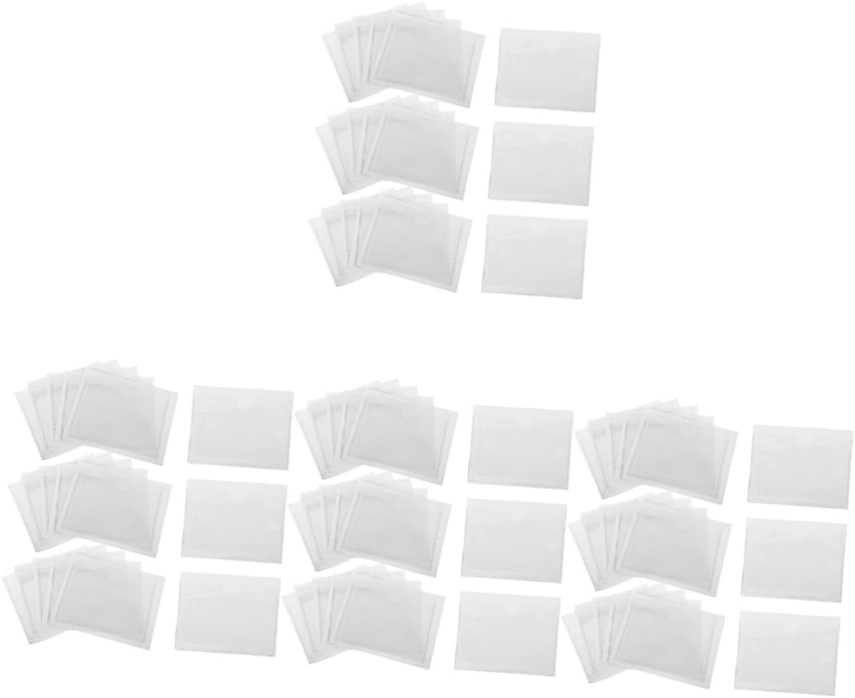 POPETPOP 200pcs Adhesive Label Card Holders Transparent Sleeve Pockets for Organizing Storing Displaying Name Tags Index Cards and Labels and Multi-use Design