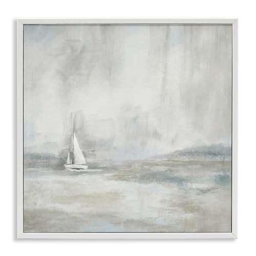 Stupell Industries Abstract Sailboat Drifting Ocean Waves Beige Neutrals, Design by Daniel Sproul