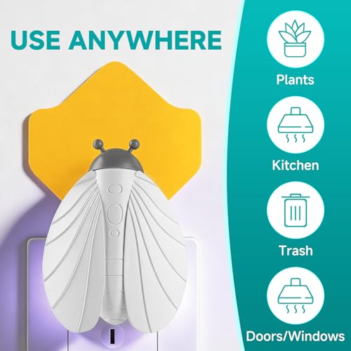 2 Pack Fly Traps & 10 Glue Cards, Fruit Fly Traps for Indoors, Gnat Traps for House Indoor, Flying Insect Trap Catcher for Mosquitoes and Moths, Plug-in Indoor Bug Zapper — view 5