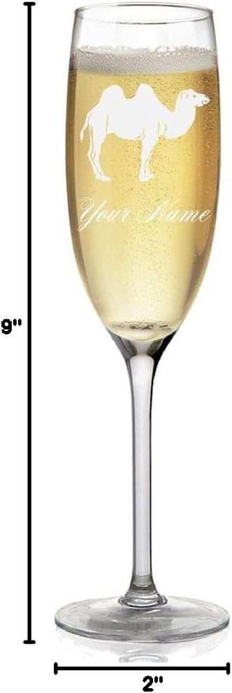 Champagne Glass, Camel, Personalized Engraving Included