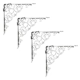 NACH Decorative Shelf Brackets, 4 Pack of 8 x 1.6 x 8 inch, Antique White Cast Iron Shelf Support Bracket - Metal Shelf Brackets for Wall - Victorian Shelf Bracket