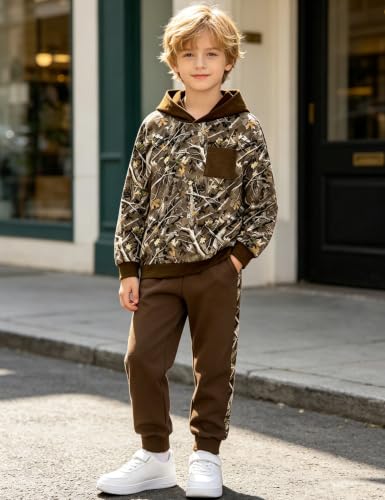 Image of Boys Clothes Fall Winter Outfits Camouflage Long Sleeve Hoodie and Pants 2PC Kids Clothes Boys for 5-14 Years