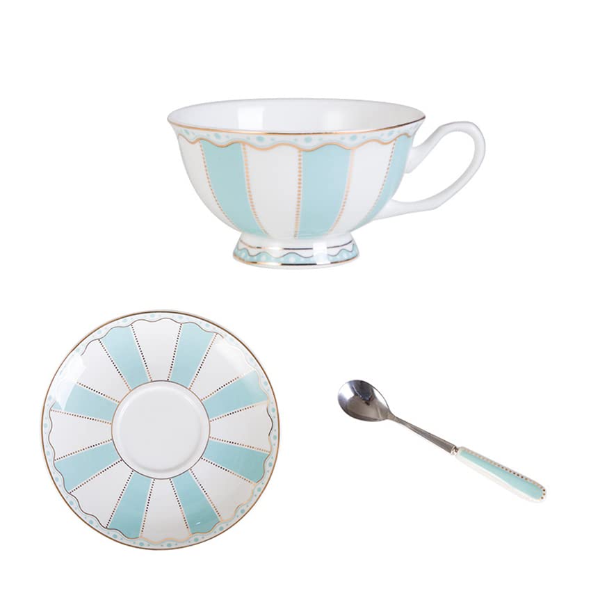 Kubki do kawy spodek zestaw z łyżką vintage porcelanowy zestaw filiżanek do kawy, biały niebieski zestaw filiżanek do herbaty ze złotym wykończeniem i pudełkiem prezentowym na herbatę