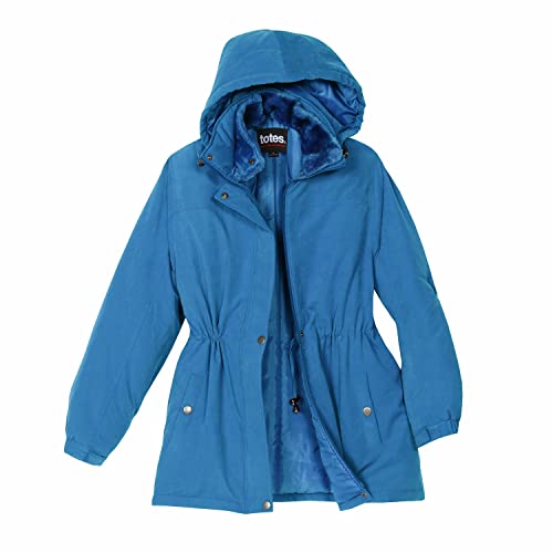 Totes Womens Winter Coat With Faux Fur Hood Parka Coat Water Resistant Anorak, Medium Blue, Large #TOP28