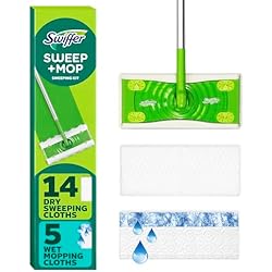 Swiffer Sweeper 2-in-1 Mops for Floor Cleaning, Dry and Wet Multi Surface Floor Cleaner, Sweeping and Mopping Starter Kit, Includes 1 Mop + 19 Refills, 20 Piece Set