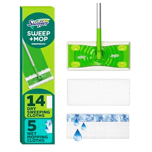 Swiffer Sweeper 2-in-1 Mops for Floor Cleaning, Dry and Wet Multi Surface Floor Cleaner, Sweeping and Mopping Starter Kit, Includes 1 Mop + 19 Refills, 20 Piece Set