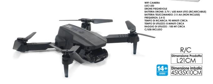 Drone con Fotocamera, Funzione Foto e Video, Luci LED, Connessione App, Ripiegabile, Decollo/Atterraggio One Key