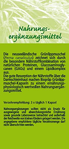 BioPräp Grünlippmuschel Kapseln | 90 Zellulose-Kapseln | produziert in Deutschland | zertifizierte Produktion