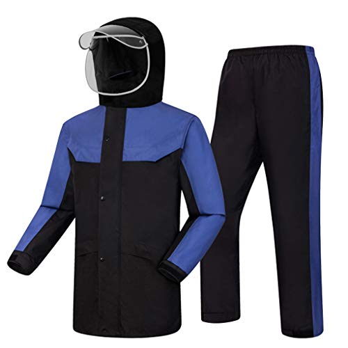 Rain Suit for Men Waterproof Hooded Rainwear Jacket & Trouser Suit Lightweight Packable